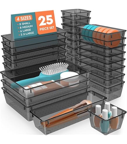 Clear Makeup Organizer With Drawer, Stackable Cosmetic Storage Box For Dressing Table, Bathroom, Counter Or Dresser, Eyeshadow, Nail Polish And Jewelry