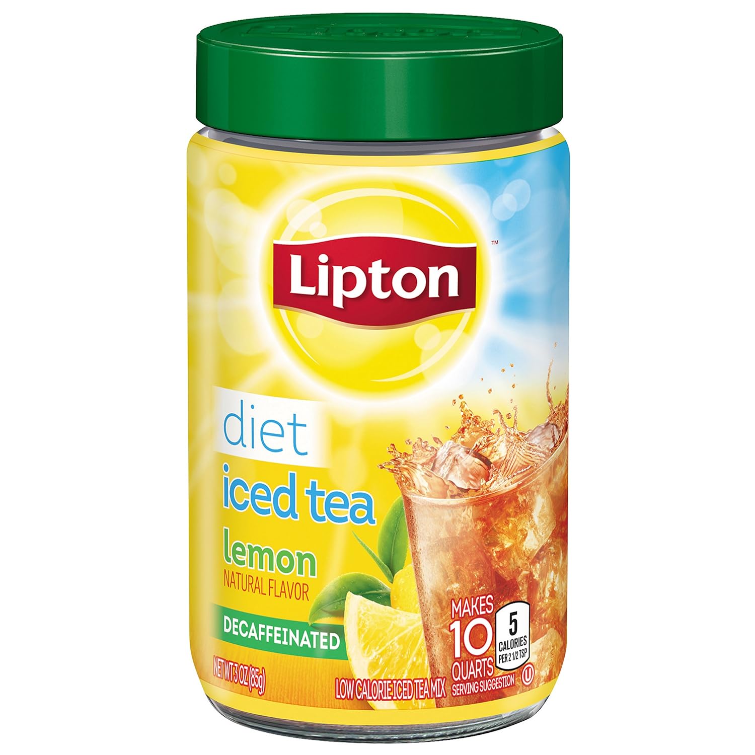 Lipton Iced Tea Mix, Diet Decaffeinated Lemon 10 qt (Pack of 4)