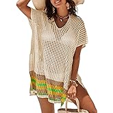 Imily Bela Womens Crochet Swim Cover Up 2025 Swimsuits V Neck Swimwear Summer Bathing Suit Mesh Mini Dresses Beach Clothes