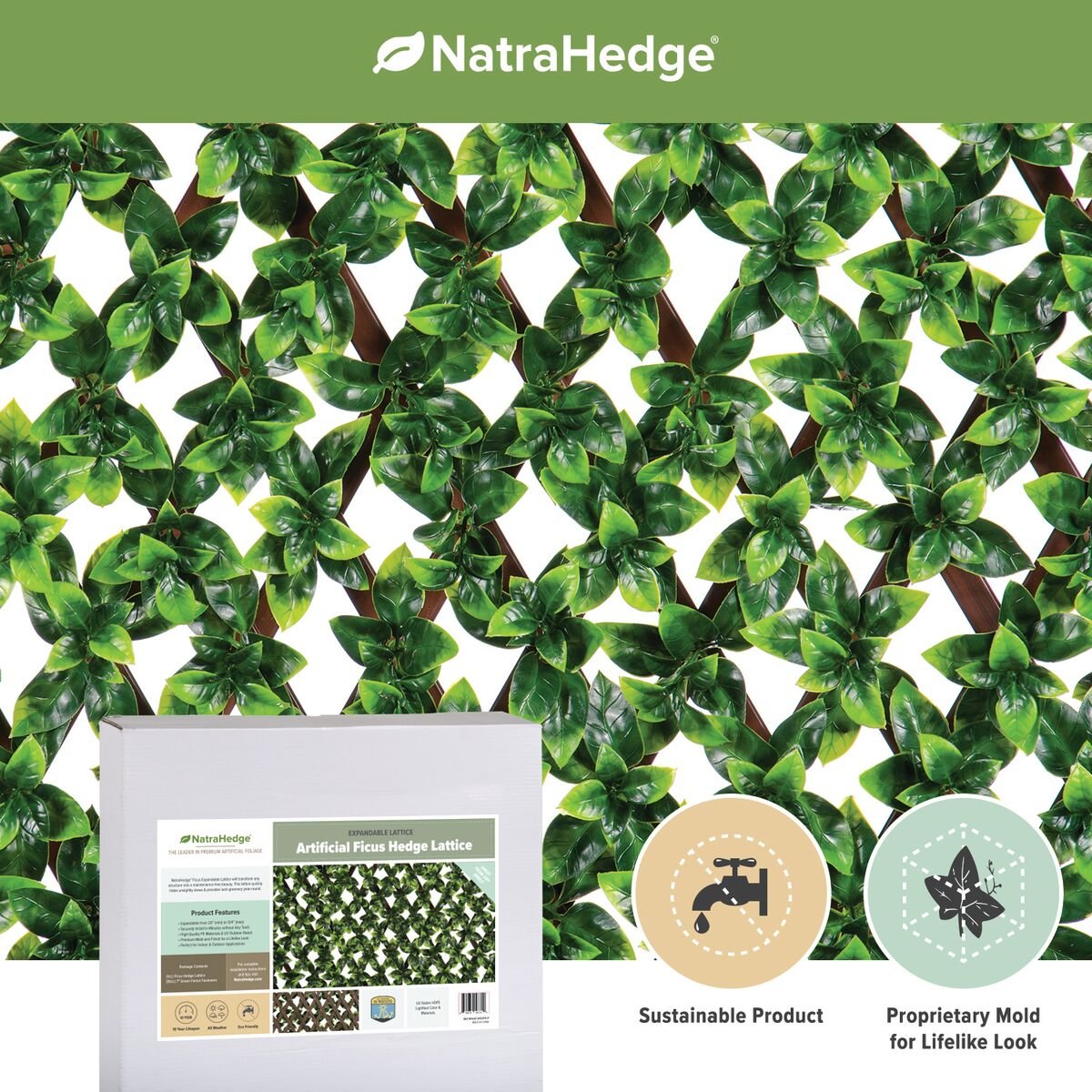 NatraHedge Artificial Ficus Leaf Expandable Lattice