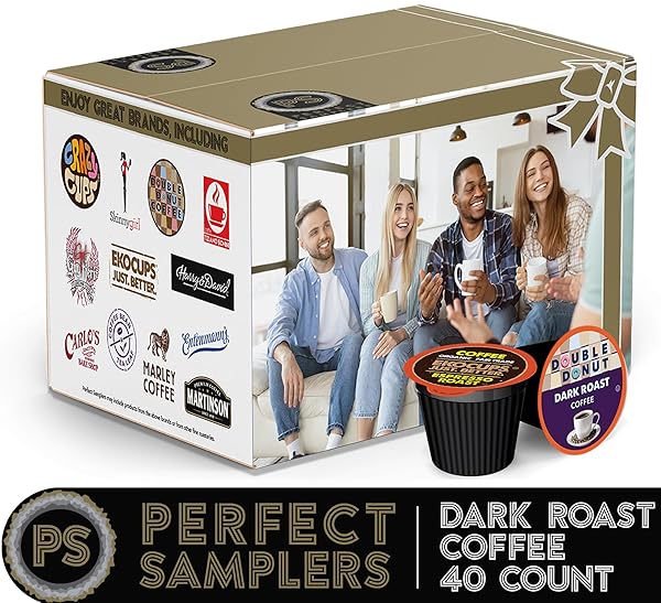 PERFECT SAMPLERS DARK ROAST COFFEE POD VARIETY PACK – PACK FOR KEURIG K CUPS COFFEE MAKERS, BOLD 40 COUNT