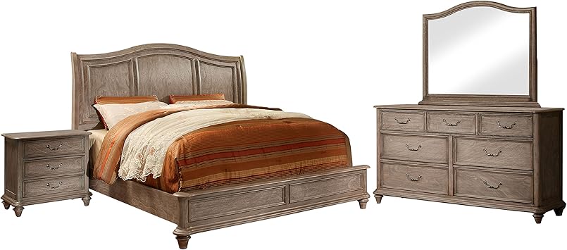 Merax 6 pieces bedroom furniture set, bedroom set with king size platform bed, two nightstands, dresser, chest and mirror, rich brown color. amazon com