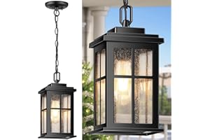 VIANIS Outdoor Pendant Lights for Porch, Matte Black Outdoor Hanging Lights with Adjustable Chain, Modern Waterproof Outside Chandelier for Front Door, Anti-Rust Exterior Ceiling Lanterns for Entryway