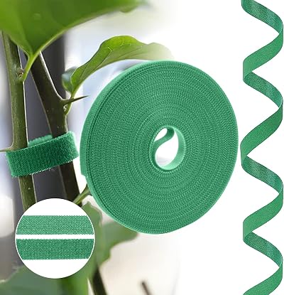 URAQT Fastening Tape Hook and Loop Cable Ties 10mm x 10m Green