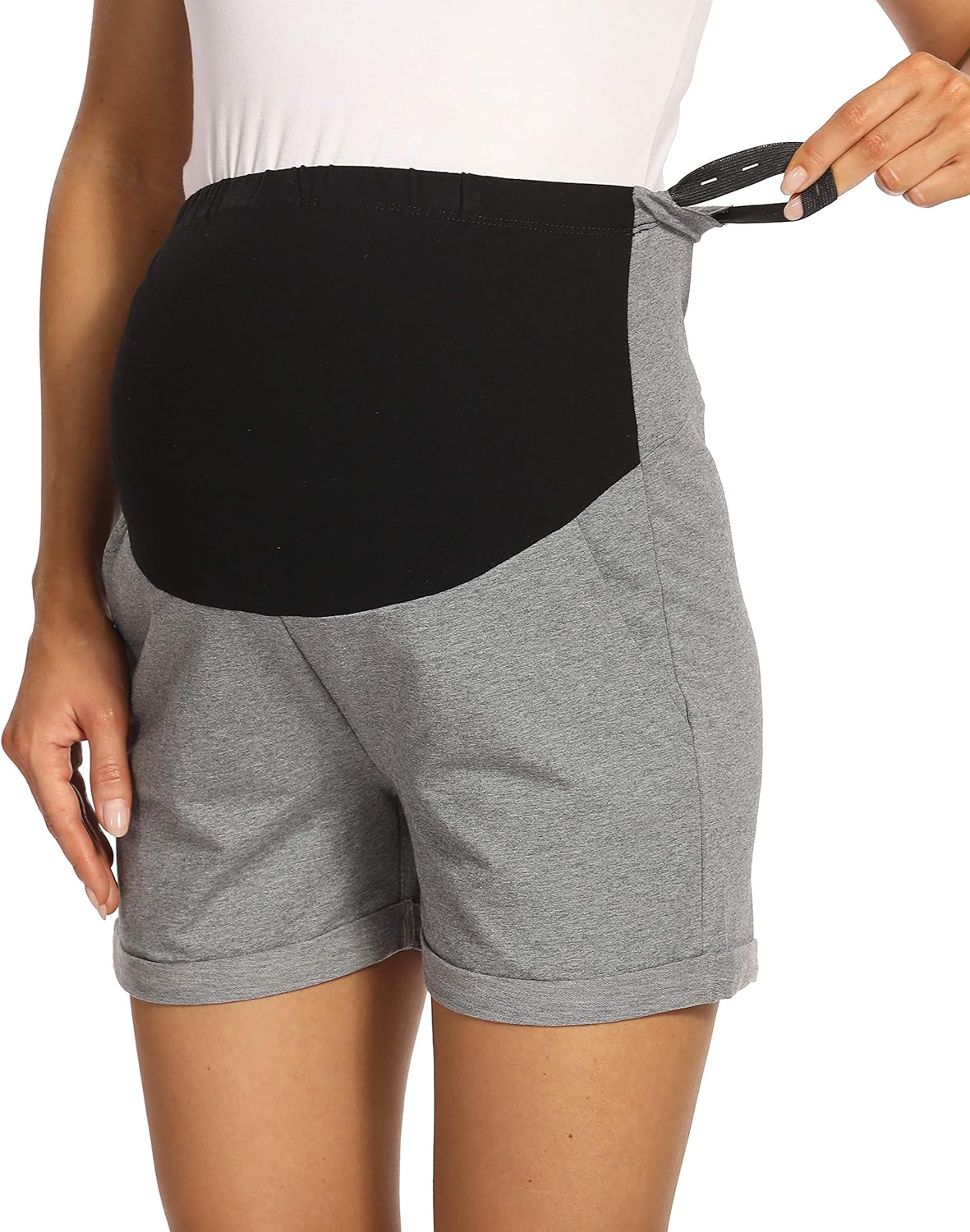 Foucome Women's Maternity Shorts Full Panel Workout Lounge Shorts Pregnancy Short Pants with Pockets: Clothing