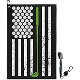 American Flag Golf Towel and Brush Set, Microfiber Waffle Golf Bag Towel with Clip, Golf Cleaning Kit Gifts for Men and Women, Funny Golf Accessories for Golf Fan, Golfers Golf Lovers Retirement Gift