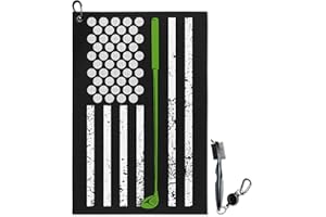 AWUFNCKSN American Flag Golf Towel and Brush Set, Microfiber Waffle Golf Bag Towel with Clip, Golf Cleaning Kit Gifts for Men and Women, Funny Golf Accessories for Golf Fan, Golfers Golf Lovers Retirement Gift