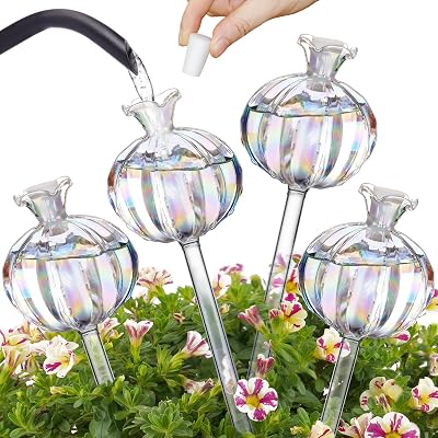 NiHome Iridescent Glass Cactus Self Watering Globes 4 Pack 140 ml 4.7 oz