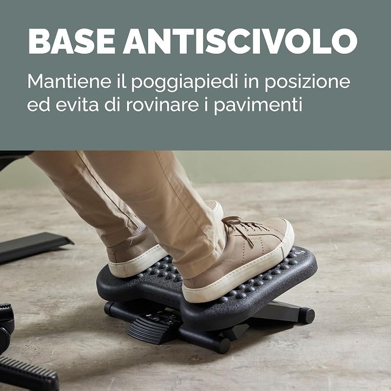 Everyday Plus Poggiapiedi ergonomico con base antiscivolo - Poggiapiedi da scrivania - Sgabello poggiapiedi per ufficio e casa - Nero