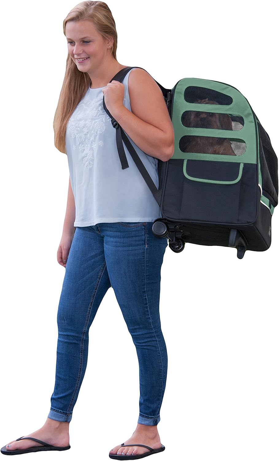 Pet Gear I-GO2 Roller Backpack, Travel Carrier, Car Seat for Cats/Dogs, Mesh Ventilation, Included Tether, Telescoping Handle, Storage Pouch : Pet Supplies