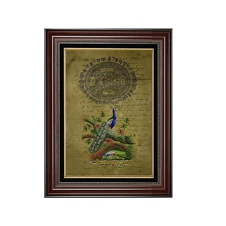 Antikcart 30cmx40cm Framed Painting Of Stunning Beautiful Peacock