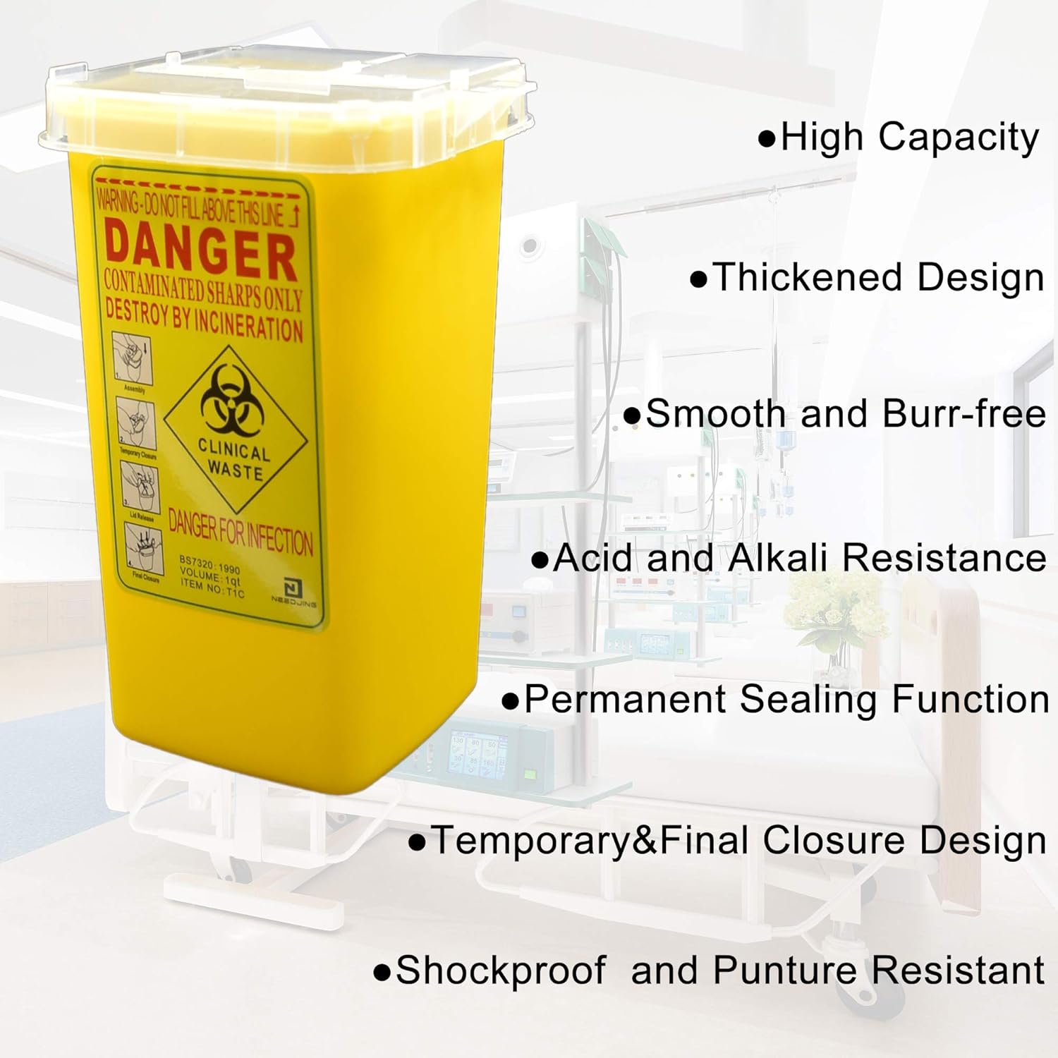 4-Pack Sharps Container（1 Quart）,Sharps Needle Disposal Containers,Biohazard Containers Sharps Box Small Sharps Container Needle Disposal Box: Industrial & Scientific