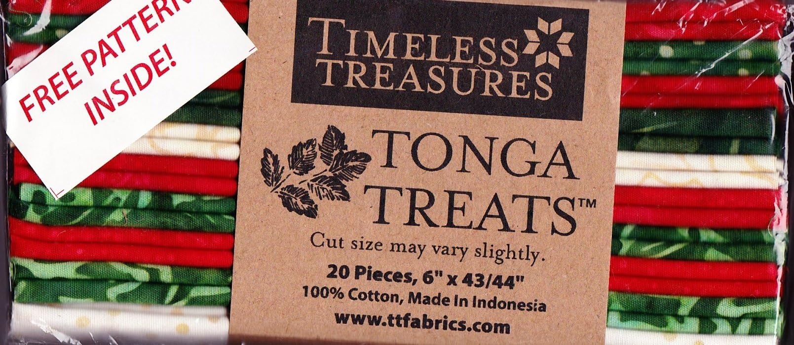 Timeless Treasures Tonga Treat 20 - 6 x 43/44 Hand-dyed Batik Strips 100% Cotton Christmas Fabric Jingle by Tonga Treat