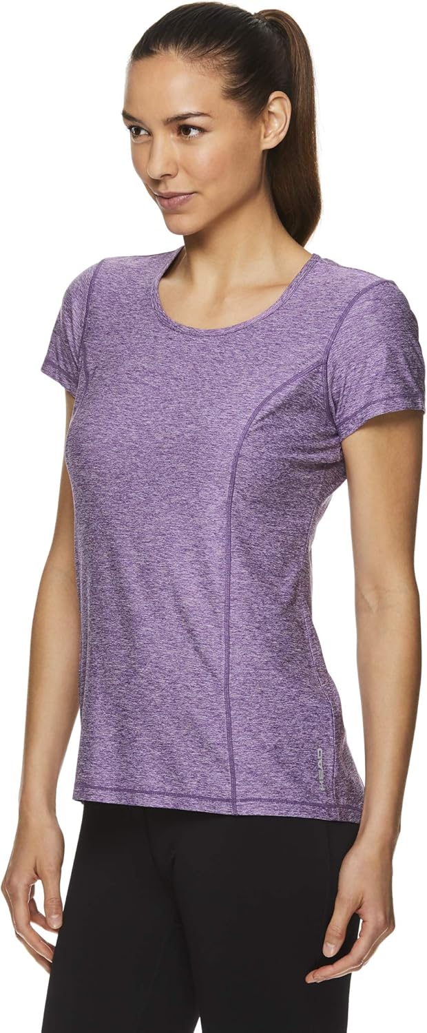 HEAD Women's Studio Short Sleeve Workout T-Shirt - Marled Performance Crew Neck Activewear Top: Clothing