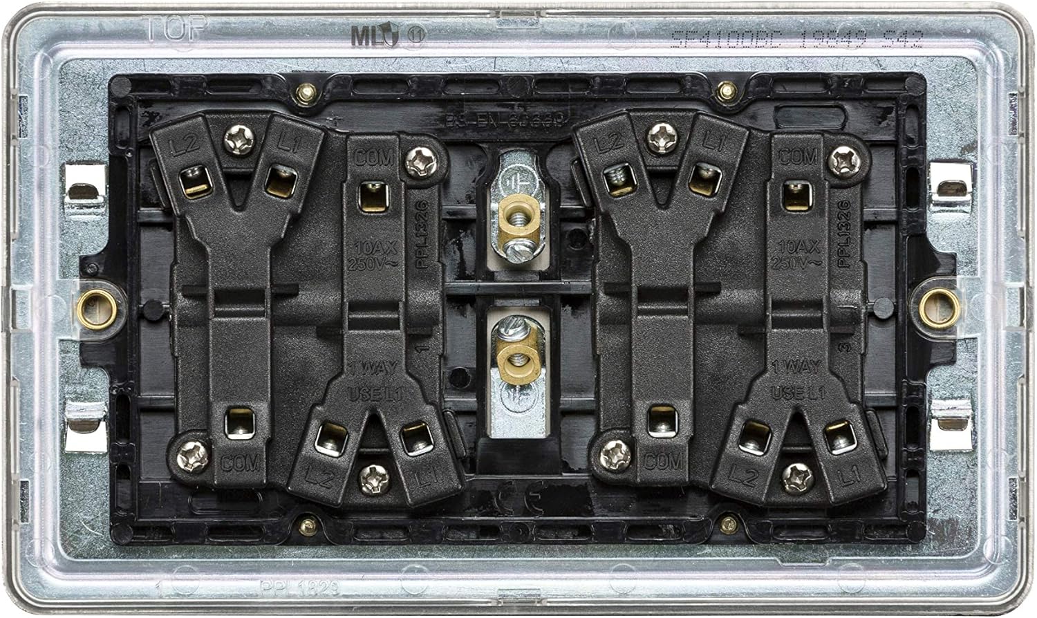 Knightsbridge SF4100BC Screwless 10 A 4-Gang 2 Way Switch, 23 W, 230 V, Brushed Chrome, Light Switch 4G - Image 4