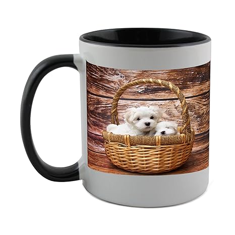 Taza con negro capa interior de perro, Malta, perro, dormir, Sweet