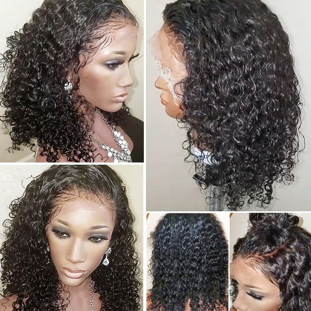 130% Density Full Lace Wigs Pre Plucked Curly Brazilian Human Hair Full Lace Wig with Baby Hair(12inch with 130 density,Full Lace Wig)
