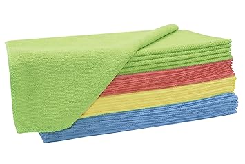 ZOLLNER 24er Set Microfasertuch Putztuch, Größe ca. 32x32 cm, gemischt (rot, grün, gelb und blau)