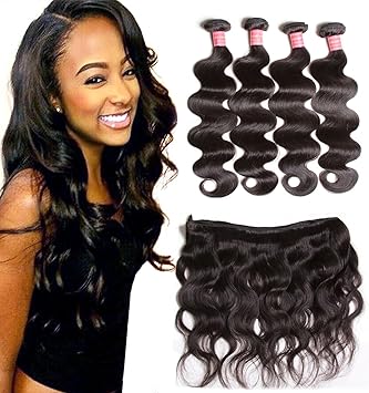 Amazon Com Sina Virgin Brazilian Hair Body Wave 4 Bundles 16 18