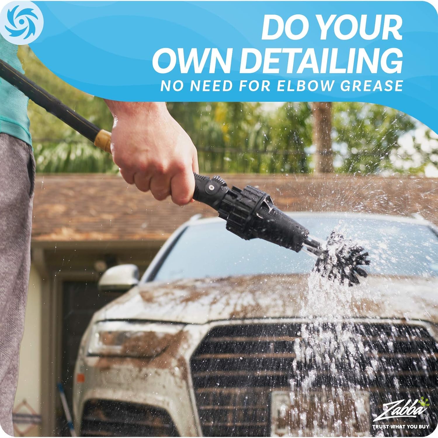 Car Wheel Brush, Premium Automotive Detailer and Tire Brush Cleaning Kit for Bikes, Engines, Trucks, Boats, Equipment, Exhaust Tips, Premium Water-Powered Multi-Purpose Rim Brush from Brush Hero: Health & Personal Care