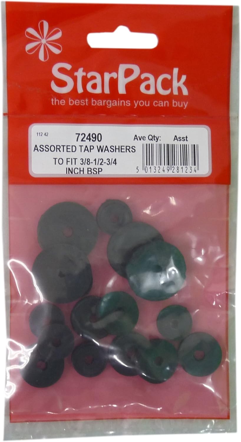Assorted Tap Washers To Fit 3/8in. 1/2in. And 3/4in. Bsp (15 Pcs) by
