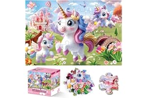 IFLOVE Jumbo Floor Puzzle for Kids,48 Piece Unicorn Large Jigsaw Puzzles,Puzzle for Toddler Ages 3-5,Fun Educational Preschool Learning Toy Gift for Boys & Girls Ages 4-8