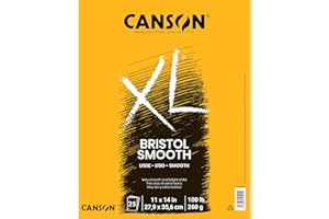 Canson Papier Bristol série XL, lisse, bloc pliable, 27,9 x 35,6 cm, 25 feuilles (260 g) – Papier d'artiste pour adultes et é