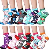 Croloose 12 Pairs Nurse Compression Socks for Women Cute Crew Socks Bulk Novelty Nursing Thank You Gifts Christmas Stocking Stuffers Gifts for Women Nurse Appreciation Present