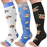 LEVSOX Open Toe Compression Socks for Women & Men 20-30mmHg Toeless Sock Knee High Support Stockings for Circulation Nurses Pregnant Travel