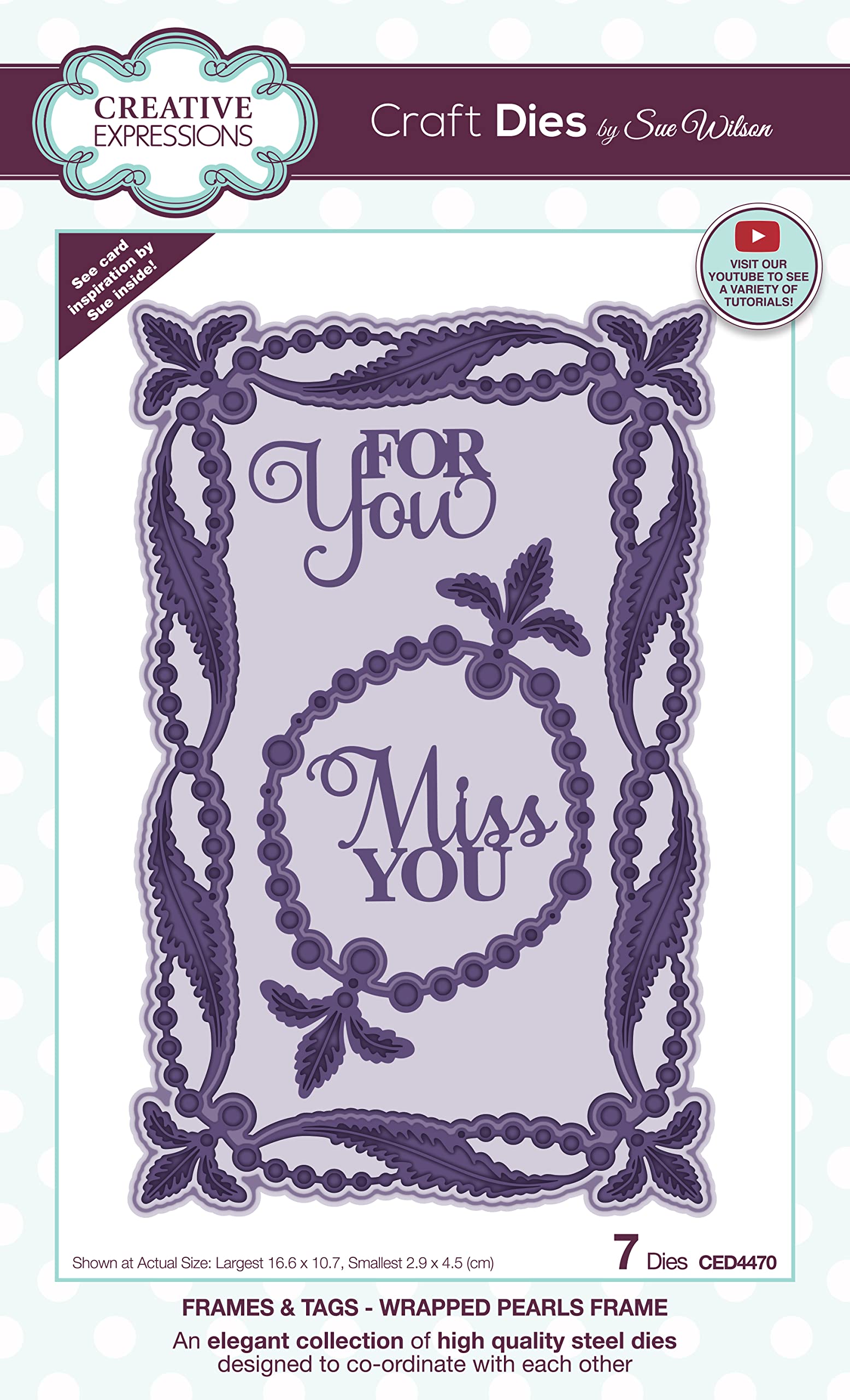 Creative Expressions Sue Wilson Tags-Wrapped Pearl Frame-Craft, Metal, Largest die 16.6 x 10.7 cm
