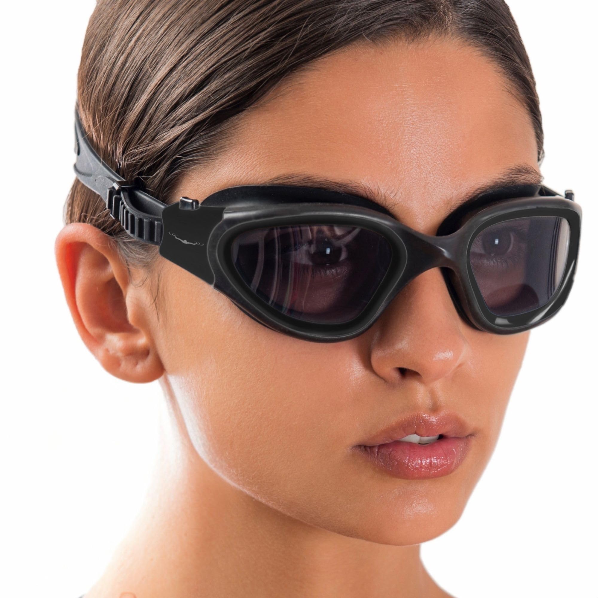 AqtivAqua Swimming Goggles Adult and Kids Goggles Kids 6-14 Men Women Swim Children Boys Girls DX-S (Black, Shade)