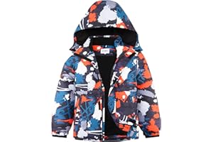 KFRRZC Boys Winter Waterproof Ski Jacket Kids Fleece Lined Warm Snow Coat with Detachable Hood