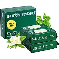 Earth Rated (A Canadian Company) Pet Wipes for Dogs and Cats, Hypoallergenic, 3-in-1 Cleaning, Deodorizing and Hydrating, for