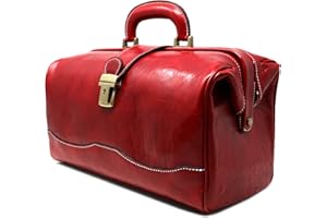 Floto Ciabatta Italian Leather Doctor Bag Handbag Carryon (Tuscan Red)