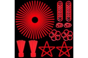 ILHSTY 100 Pcs 8'' Red Glow Sticks Glow Necklaces In The Dark Party Favors Supplies Bright GlowSticks Bulk with Accessories for Birthday Christmas New Year Halloween 4th of July Neon Party (Red*100)