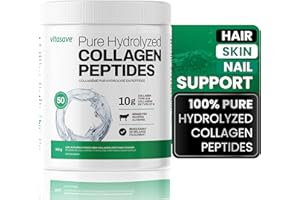 Vitasave Collagen Peptides Powder – 10g Hydrolyzed Collagen per Serving – Unflavored, Grass-Fed, Keto Friendly – Skin, Hair, 