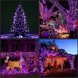 YULETIME 200 Purple LED Christmas Lights with Black