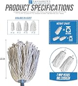 TDBS PY.16 Pure Yarn Cotton Mop Head Replacement 2 Pack Galvanized Socket Heavy view 3