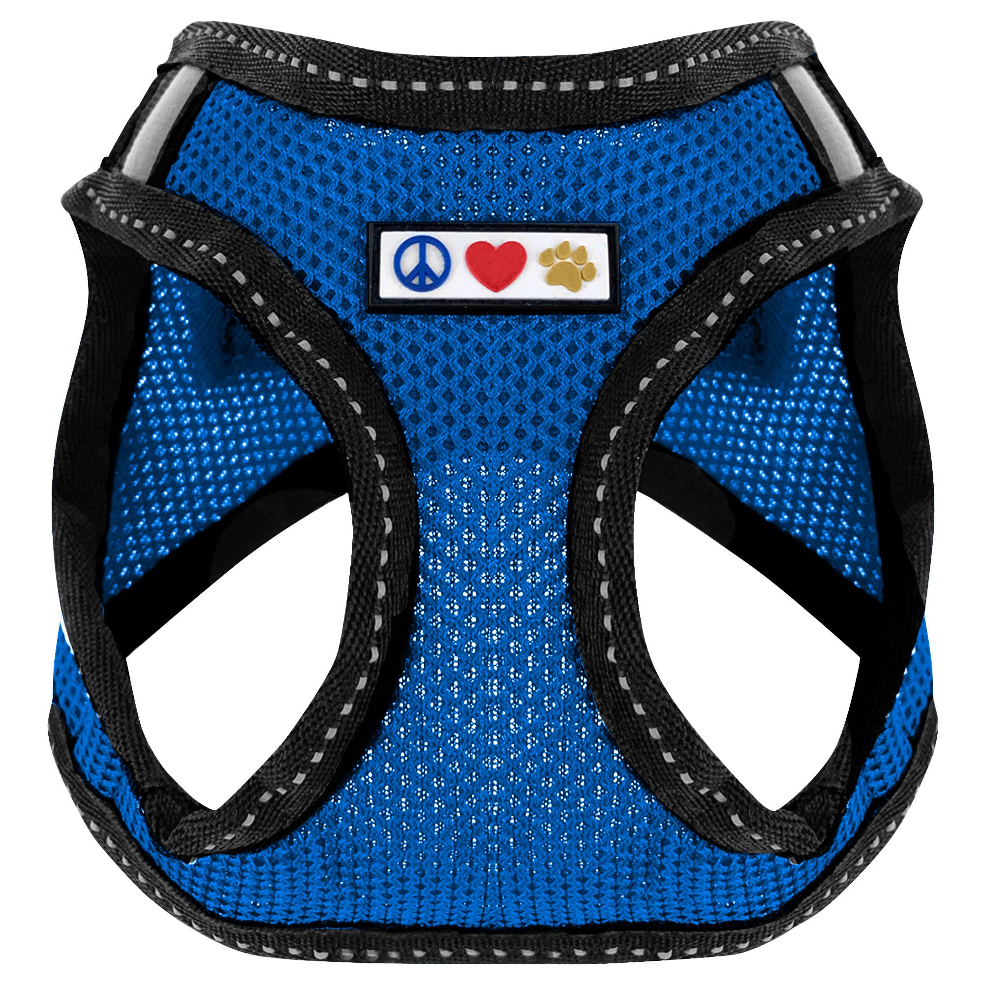 Pawtitas Pet Reflective Mesh Dog Harness, Step in or Vest Harness, Comfort Training Walking of Your Puppy/Dog M Medium Blue Dog Harness