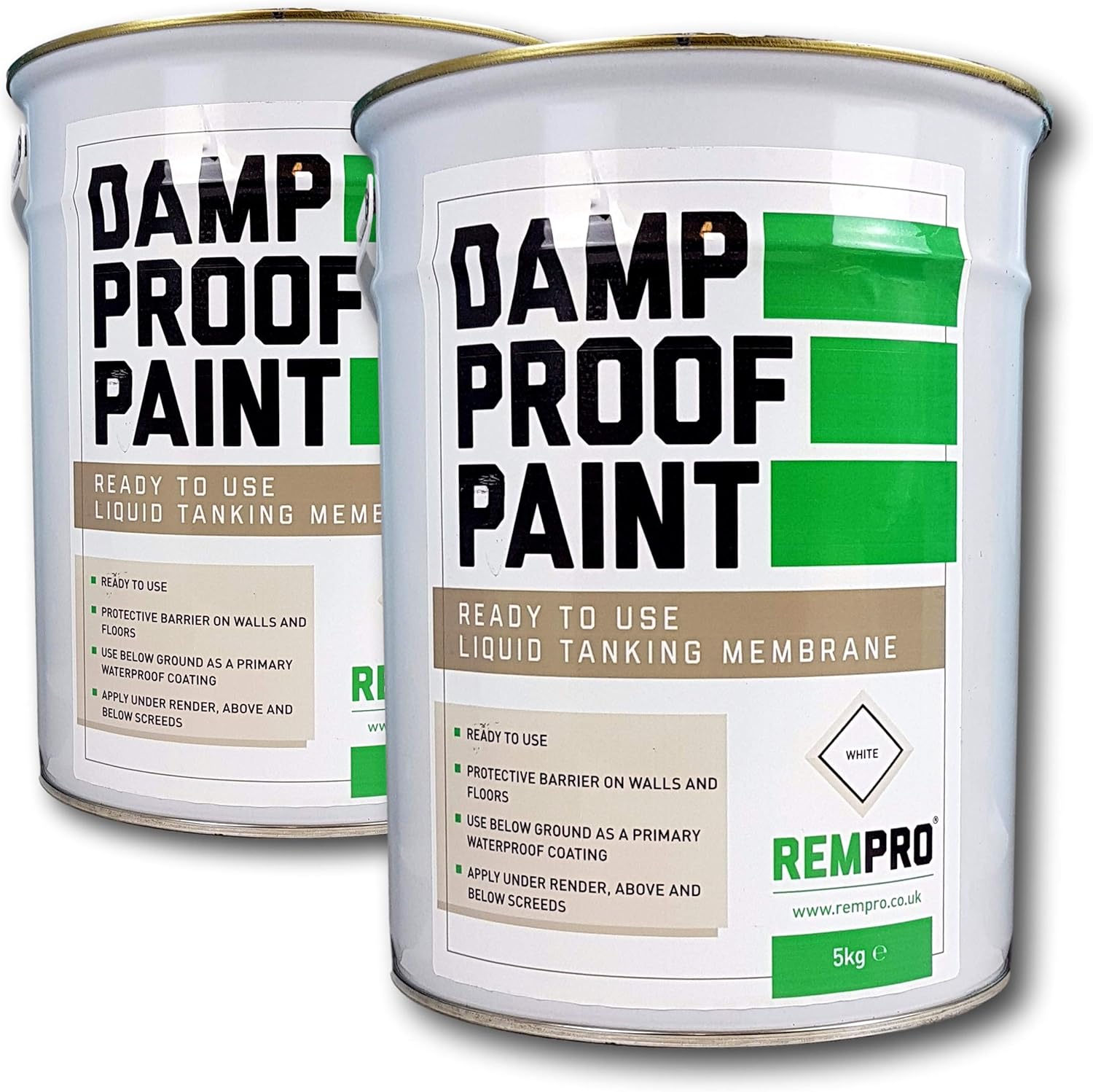 10kg Rempro Damp Proof Paint White Liquid DPM Waterproofing Damp
