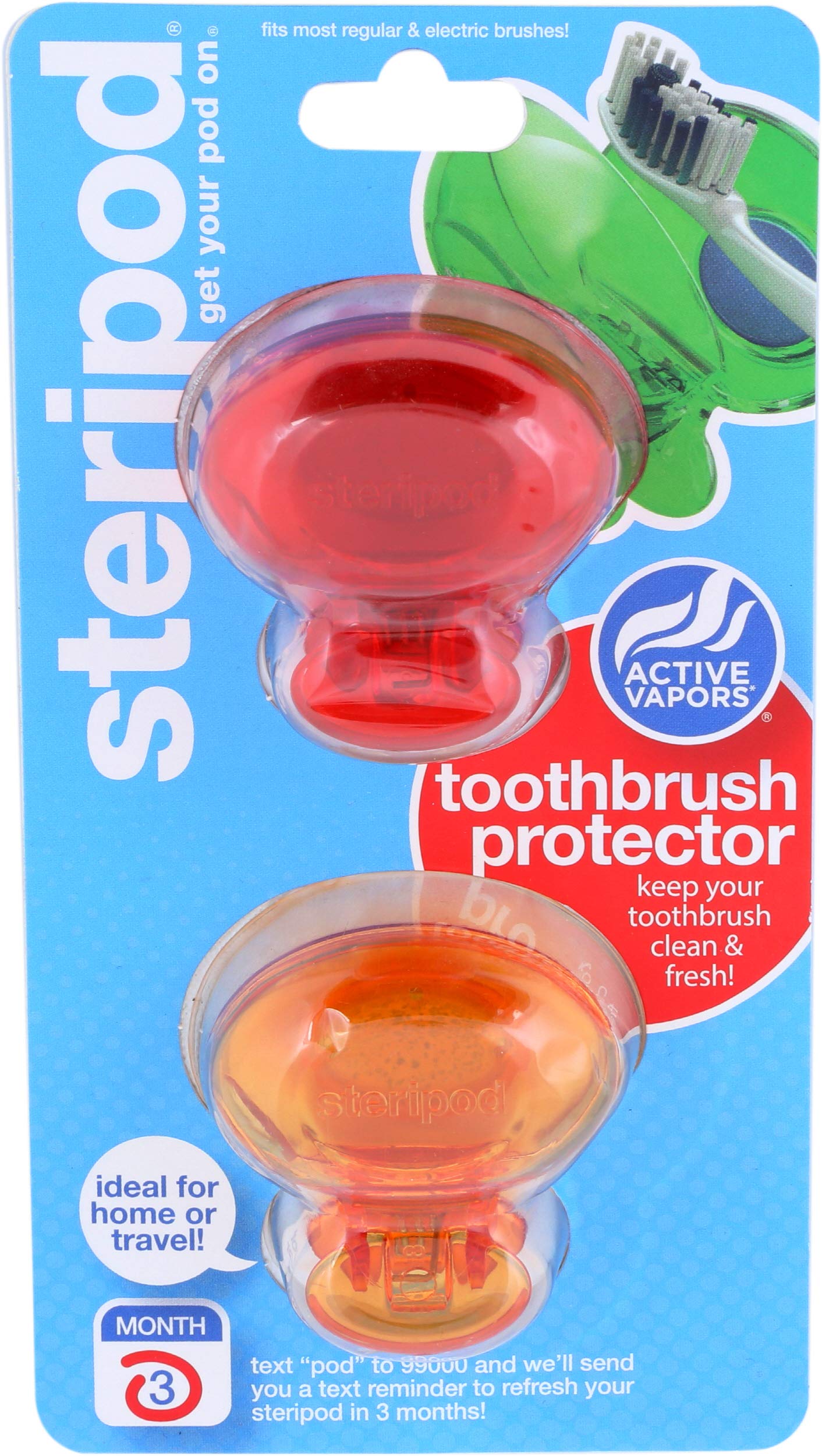 steripod ENE03-BRK Toothbrush Protector Dual Pack (Assorted Colors)
