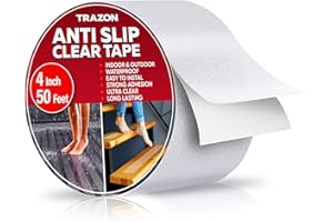 TRAZON Grip Tape - Heavy Duty Anti Slip Tape Clear Outdoor/Indoor 4In*50Ft, Non Slip Roll/Stickers Easy to Cut Waterproof for Bathtub, Shower Floor, Pool, Stairs Safety Non Skid, Comfortable for Bare Foot