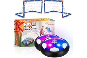 ATLASONIX Hover Soccer Ball - Indoor Soccer Ball, Indoor Flying Toy Games (2 Floating Disk + 2 Goals) Boy Birthday Gifts, Indoor Silent Game | 4 in 1 Pack