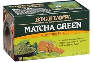 Bigelow Tea Matcha Green Tea with Turmeric, Caffeinated Tea with Turmeric, 18 Count Box (Pack of 6), 108 Total Tea Bags