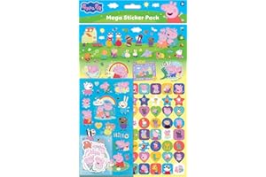 PAPER PROJECTS Peppa Pig Family Mega Sticker Pack Featuring New Baby Sister Evie | Officially Licensed Product | Three Types of Stickers (120+ Stickers) | Reusable | Age 3+ | Unisex | Gifts, Presents & Party Bags