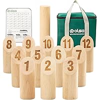 Olsa Wooden Throwing Game Set, Numbered Block Tossing Game with Scoreboard & Carry Bag-Outdoor Backyard Lawn Game for Friends