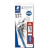 STAEDTLER Mars Lumograph Art Set | 6 Assorted Sketch Pencils For Drawing, Polymer Block Eraser and Metal Sharpener 61 100C8LU
