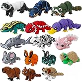 Waaaandefu 16pcs 3D Printed Animal Figures – Articulated Mini Fidget Toys | Poseable 3D Printed Animals, Collectible Desk Pets, Animal Figurines for Display & Gifting
