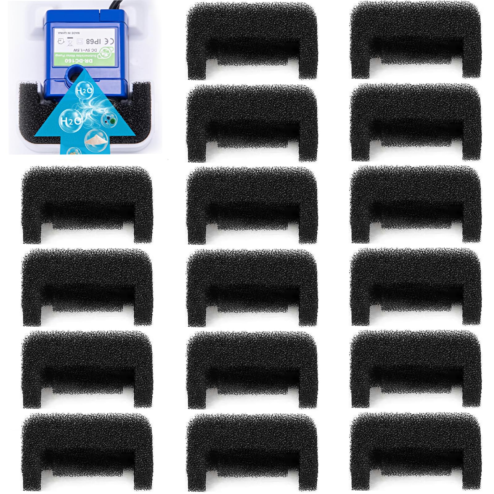 17Pcs Cat Fountain Filters Pet Fountain Replacement Foam Filters, Activated Carbon Cat Water Fountain Filter Compatible for Pet Drinking Water Dispenser (17)