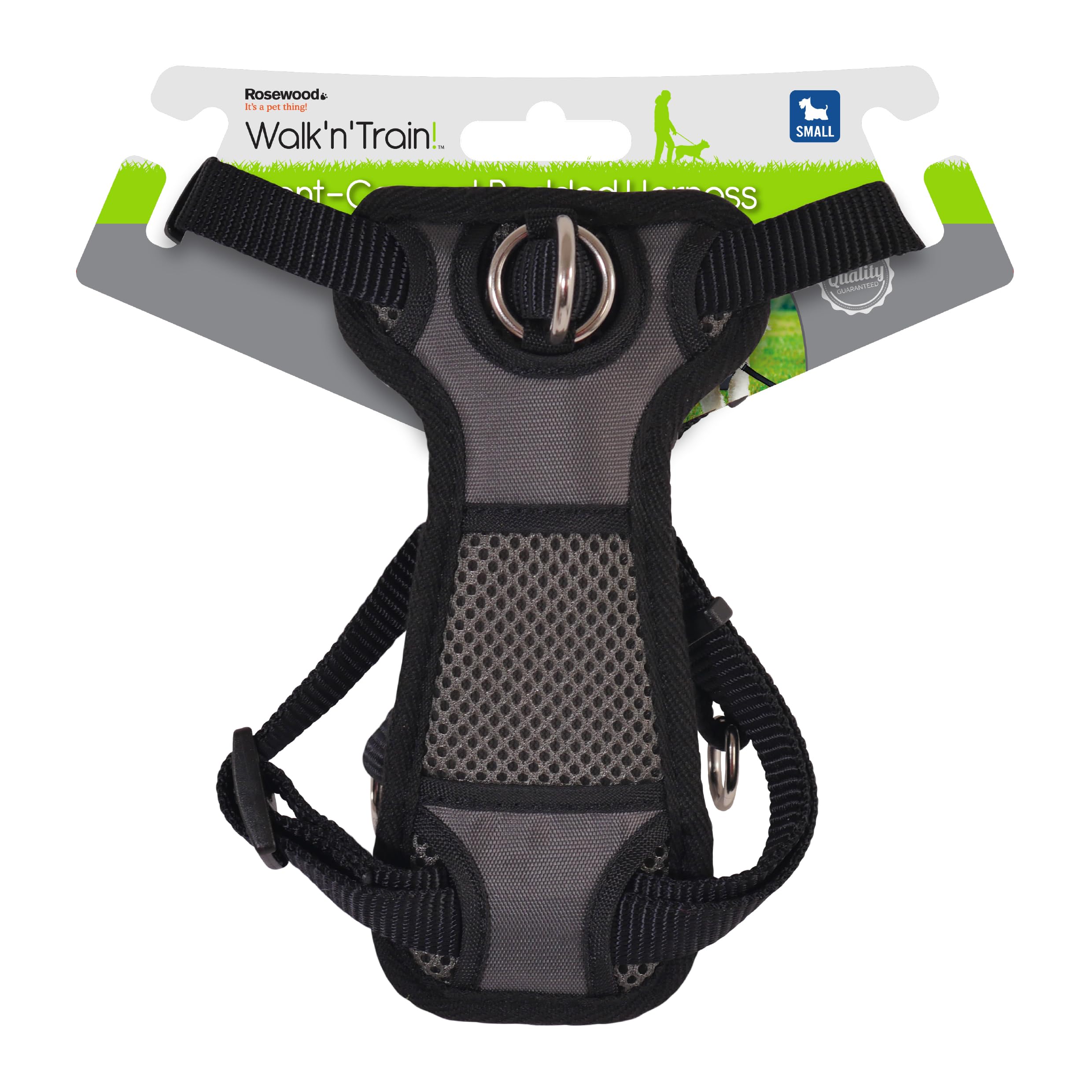 Rosewood Front Connect Harness for Dogs – Small, No-Pull Design, Ideal for Training, Behaviour Control, and Leash Walking, Adjustable and Comfortable Fit for Small Dogs, Grey